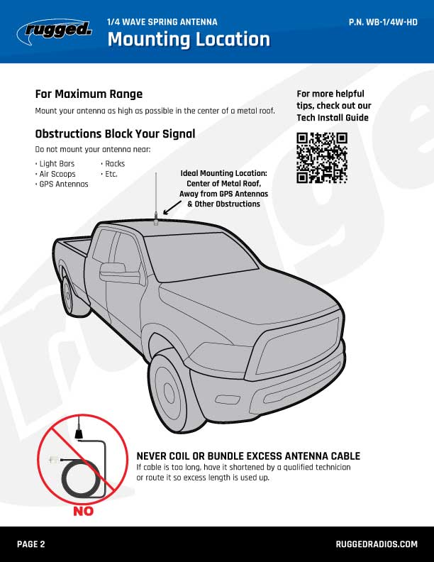 Photo of Rugged Radios UHF & VHF Wide Band 1/4 Wave Antenna with Spring (132 - 525 MHz) by Rugged Radios - Premium for UTVs / Side by Sides