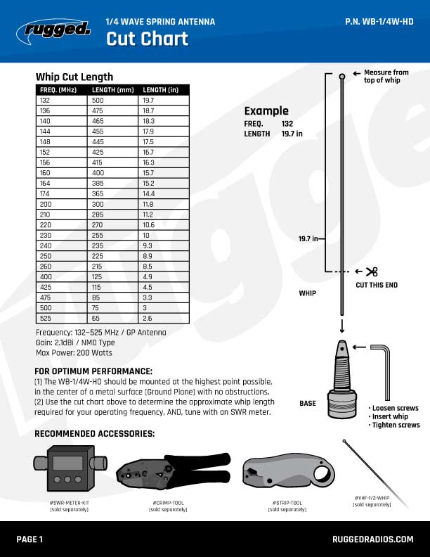 Photo of Rugged Radios UHF & VHF Wide Band 1/4 Wave Antenna with Spring (132 - 525 MHz) by Rugged Radios - Premium for UTVs / Side by Sides