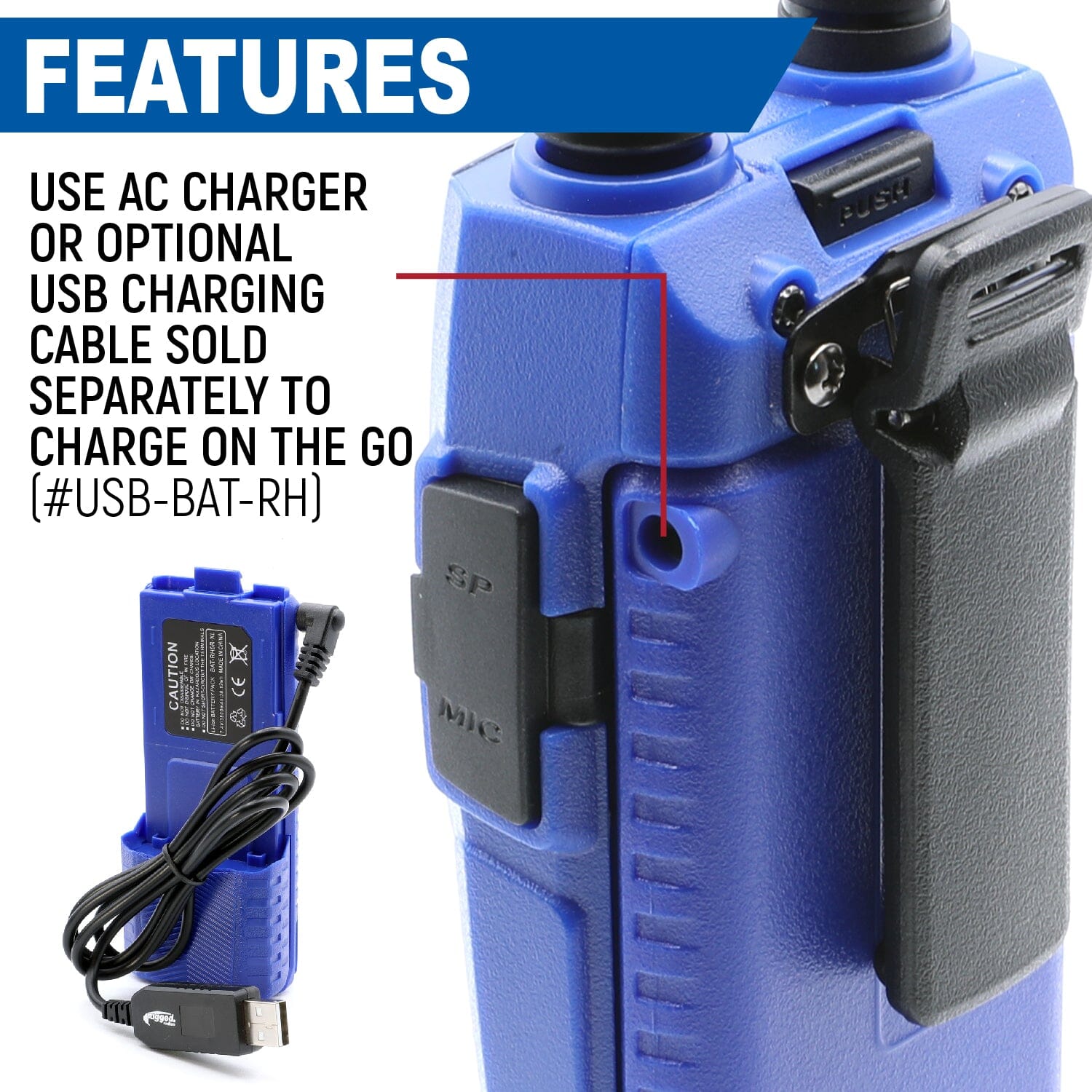 Photo of V3 / RH5R Handheld Radio High Capacity 3800mAH Battery by Rugged Radios - Premium for UTVs / Side by Sides