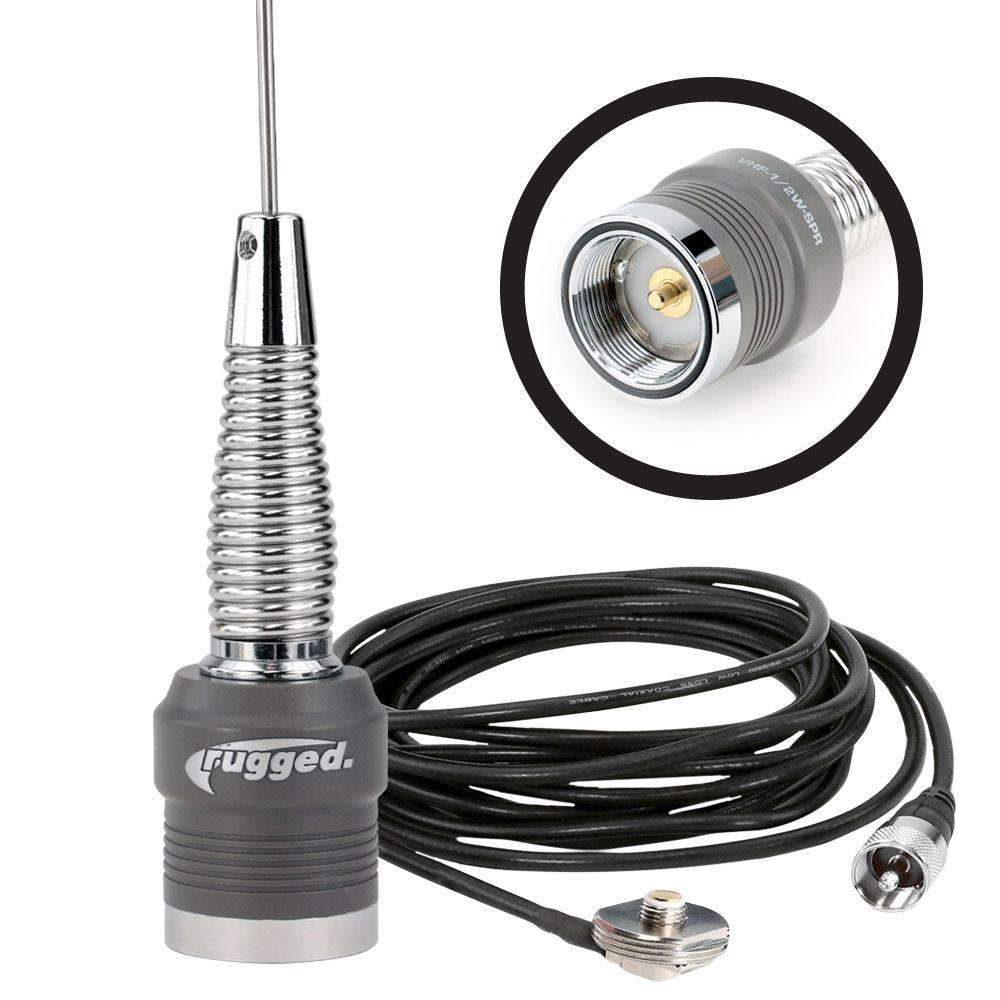 Photo of VHF Antenna Kit with 1/2 Wave No Ground Plane (NGP) Antenna & NMO Mount by Rugged Radios - Premium for UTVs / Side by Sides