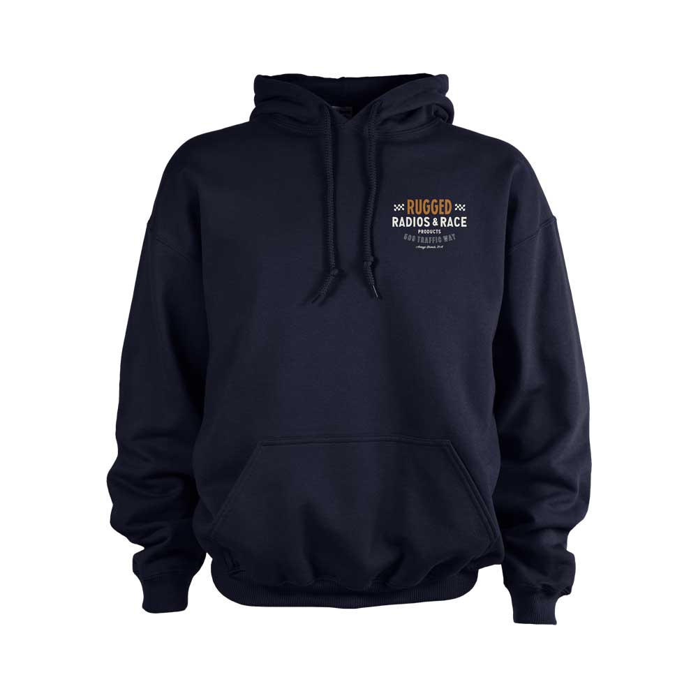 Photo of Rugged Radios VINTAGE RACE Pullover Hoodie - Navy Blue by Rugged Radios - Premium for UTVs / Side by Sides