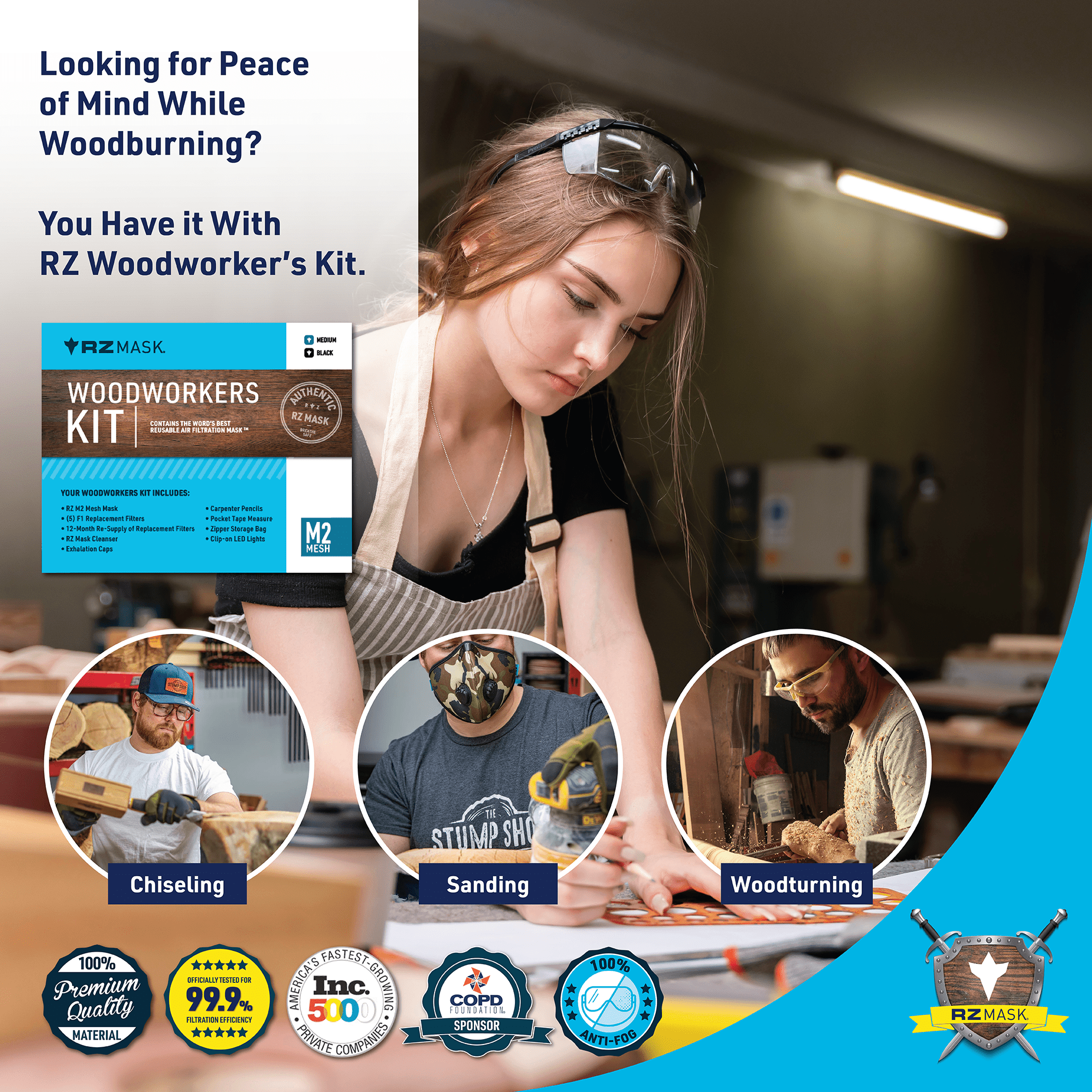 Photo of RZ Mask M2 9-Piece Woodworker's Kit: Your Essential Safety Companion by RZ Mask - Premium Bundle for UTVs / Side by Sides