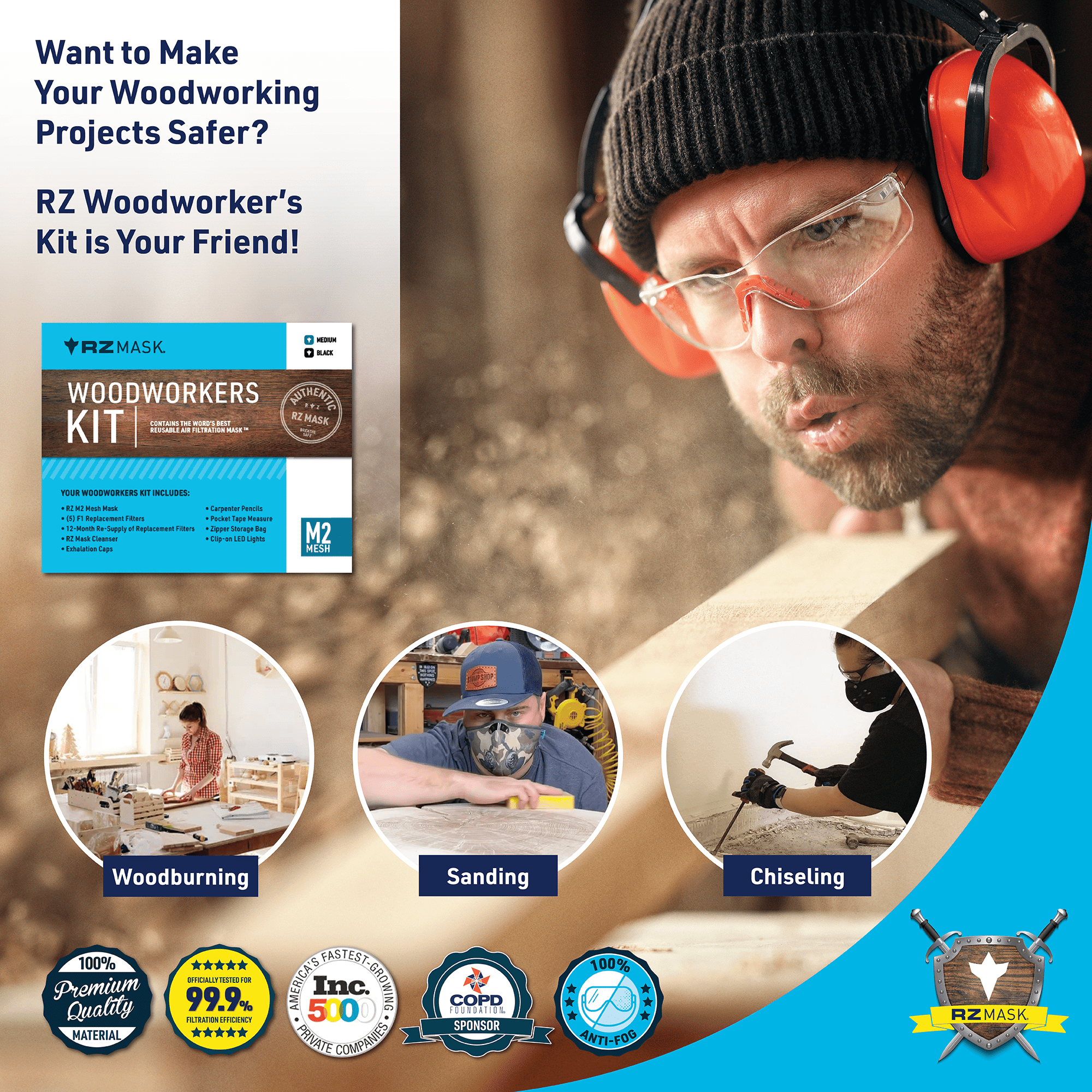 Photo of RZ Mask M2 9-Piece Woodworker's Kit: Your Essential Safety Companion by RZ Mask - Premium Bundle for UTVs / Side by Sides