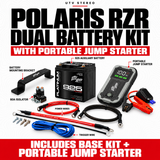 POLARIS RZR DUAL BATTERY KIT with PORTABLE JUMP STARTER; 925 auxiliary battery, mount, 80A isolator and wiring included