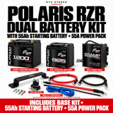 POLARIS RZR DUAL BATTERY KIT with 55Ah STARTING BATTERY, 55A POWER PACK; 925 auxiliary battery, mount, 80A isolator and wiring included