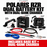 POLARIS RZR DUAL BATTERY KIT with DUAL-BANK CHARGER; 925 auxiliary battery, mount, 80A isolator and wiring included