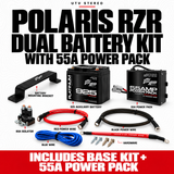 POLARIS RZR DUAL BATTERY KIT with 55A POWER PACK; 925 auxiliary battery, mount, 80A isolator and wiring included