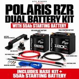 POLARIS RZR DUAL BATTERY KIT with 55Ah STARTING BATTERY; 925 auxiliary battery, mount, 80A isolator and wiring included