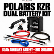 Polaris RZR dual battery kit with 925 auxiliary battery, 80A isolator, mount and wiring