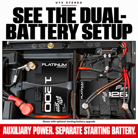 Polaris RZR dual battery kit with 925 auxiliary battery, 80A isolator, mount and wiring