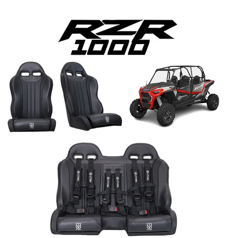 Photo of RZR 1000 Rear Bench Seat & Pair of Front Bucket Seats Set by UTV Mountain Accessories - Premium Bench Seat for UTVs / Side by Sides