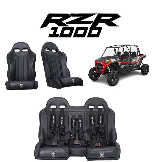 Photo of RZR 1000 Rear Bench Seat & Pair of Front Bucket Seats Set by UTV Mountain Accessories - Premium Bench Seat for UTVs / Side by Sides