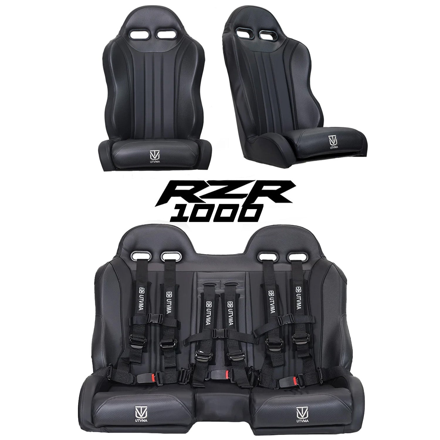 Photo of RZR 1000 Rear Bench Seat & Pair of Front Bucket Seats Set by UTV Mountain Accessories - Premium Bench Seat for UTVs / Side by Sides