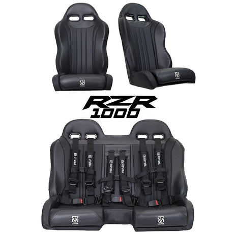 Photo of RZR 1000 Rear Bench Seat & Pair of Front Bucket Seats Set by UTV Mountain Accessories - Premium Bench Seat for UTVs / Side by Sides