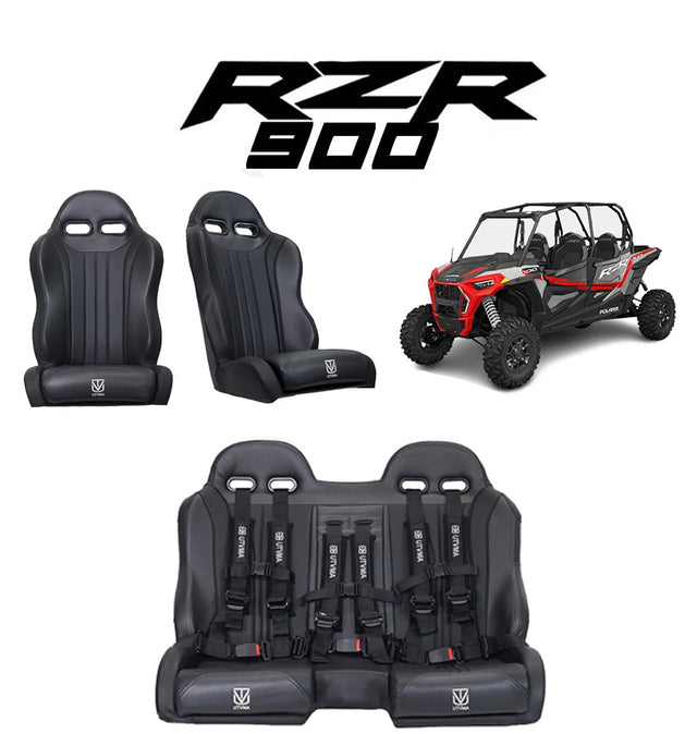Photo of RZR 900 Rear Bench Seat & Pair of Front Bucket Seats Set (2015-2024) by UTV Mountain Accessories - Premium Bench Seat for UTVs / Side by Sides