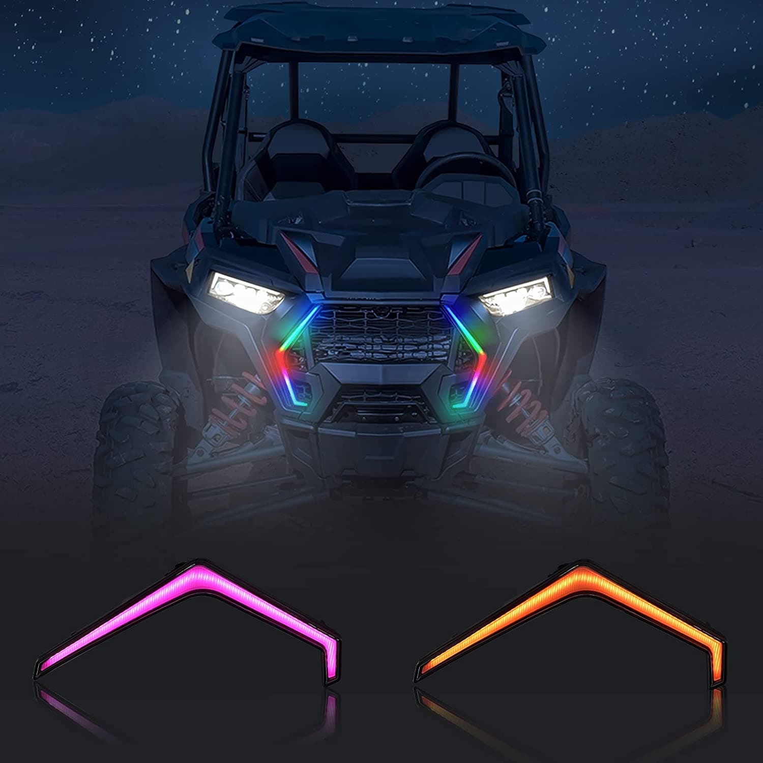 Photo of RGB Turn Signal Lights Fit Polaris RZR XP 1000 Turbo (2019-2023) by Kemimoto - Premium for UTVs / Side by Sides