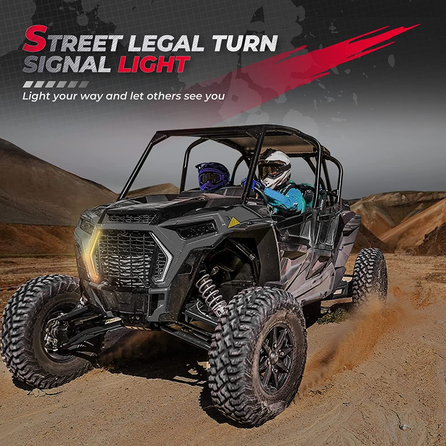 Photo of RGB Turn Signal Lights Fit Polaris RZR XP 1000 Turbo (2019-2023) by Kemimoto - Premium for UTVs / Side by Sides