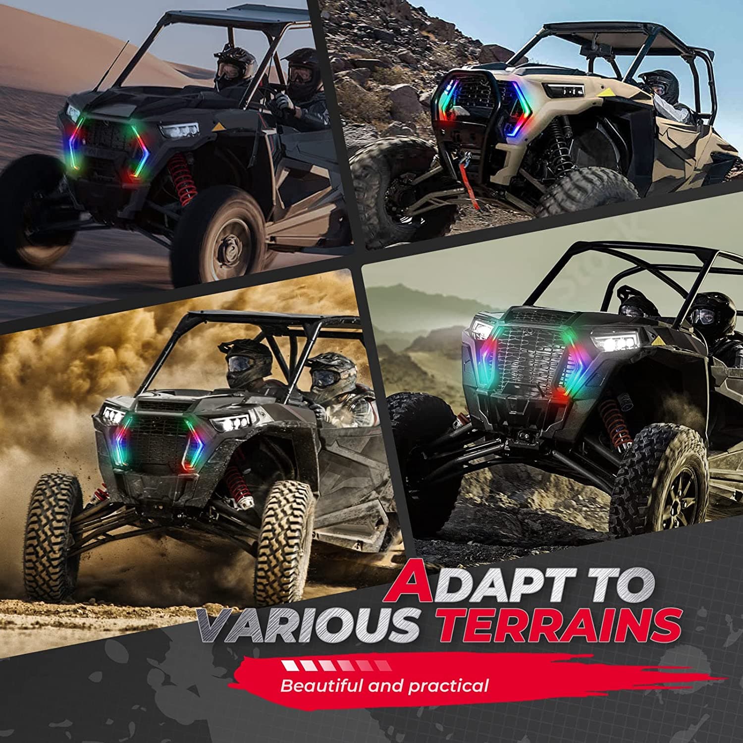 Photo of RGB Turn Signal Lights Fit Polaris RZR XP 1000 Turbo (2019-2023) by Kemimoto - Premium for UTVs / Side by Sides