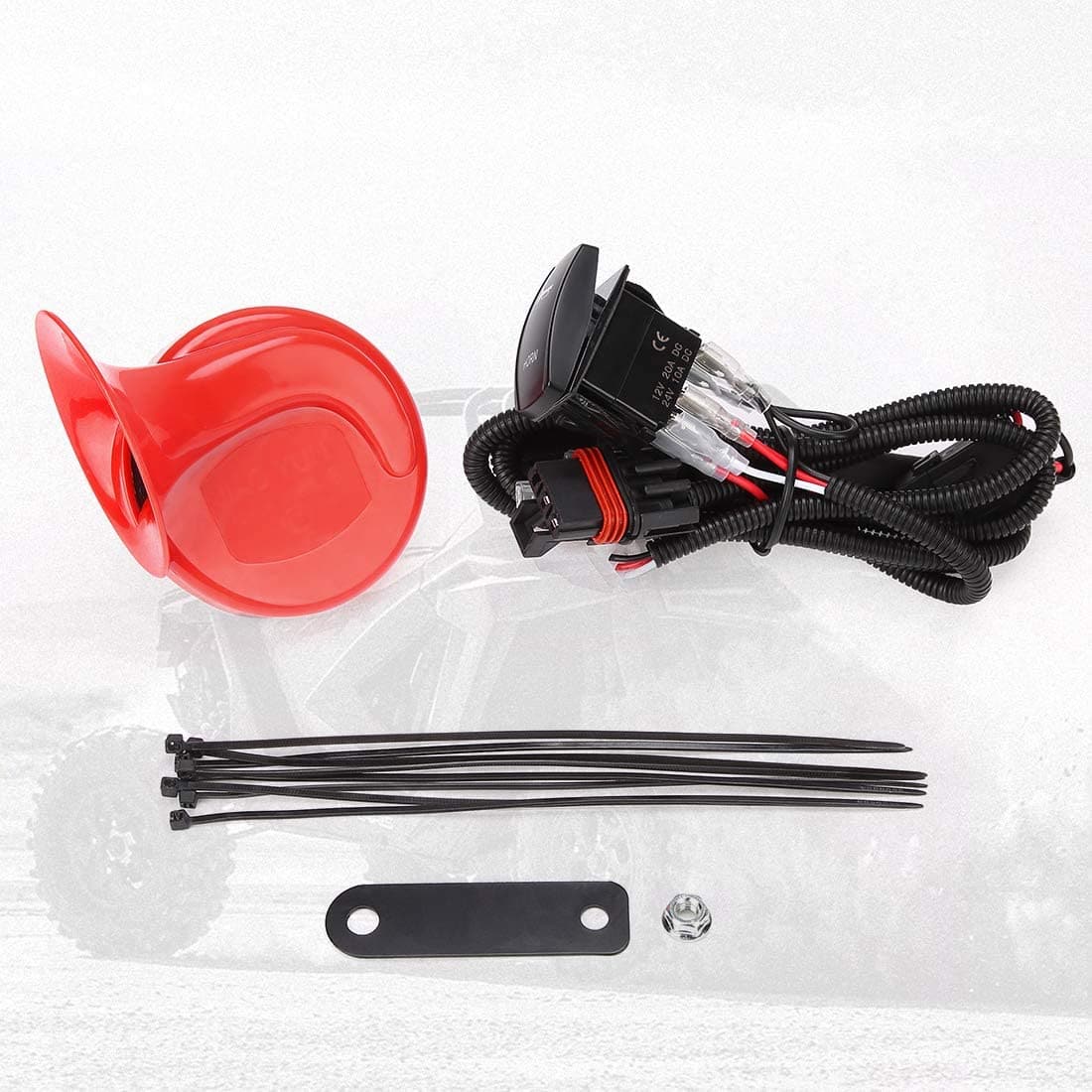Photo of UTV Universal Horn Kit with Rocker Switch 12V by Kemimoto - Premium for UTVs / Side by Sides