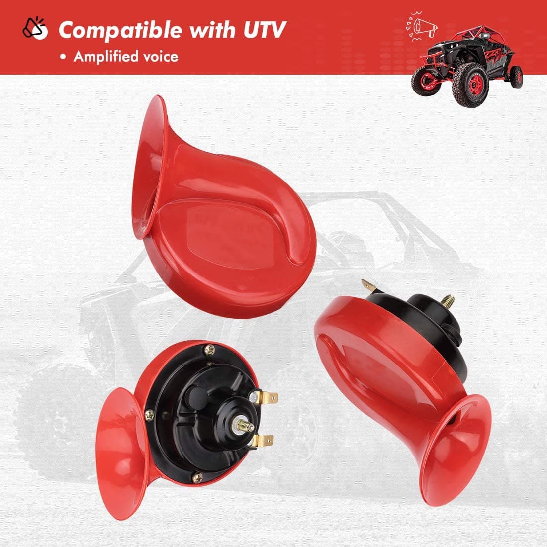 Photo of UTV Universal Horn Kit with Rocker Switch 12V by Kemimoto - Premium for UTVs / Side by Sides