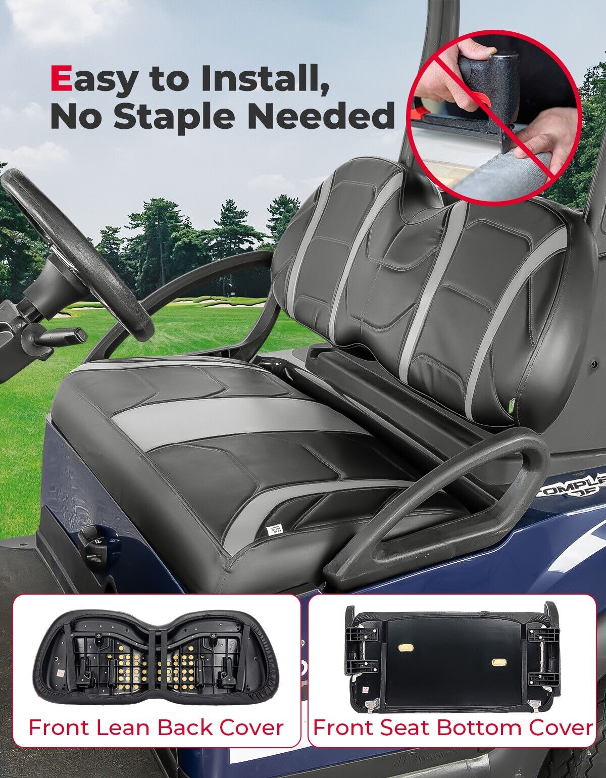 Photo of Golf Cart Seat Cover for Club Car Precedent Tempo Onward by Kemimoto - Premium for UTVs / Side by Sides