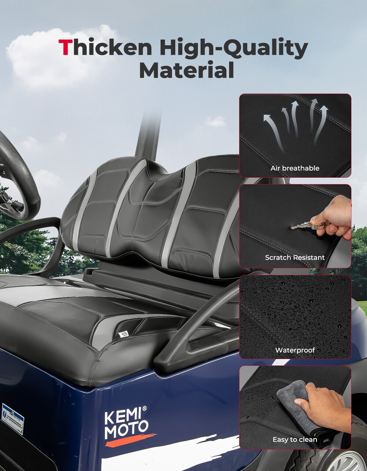 Photo of Golf Cart Seat Cover for Club Car Precedent Tempo Onward by Kemimoto - Premium for UTVs / Side by Sides