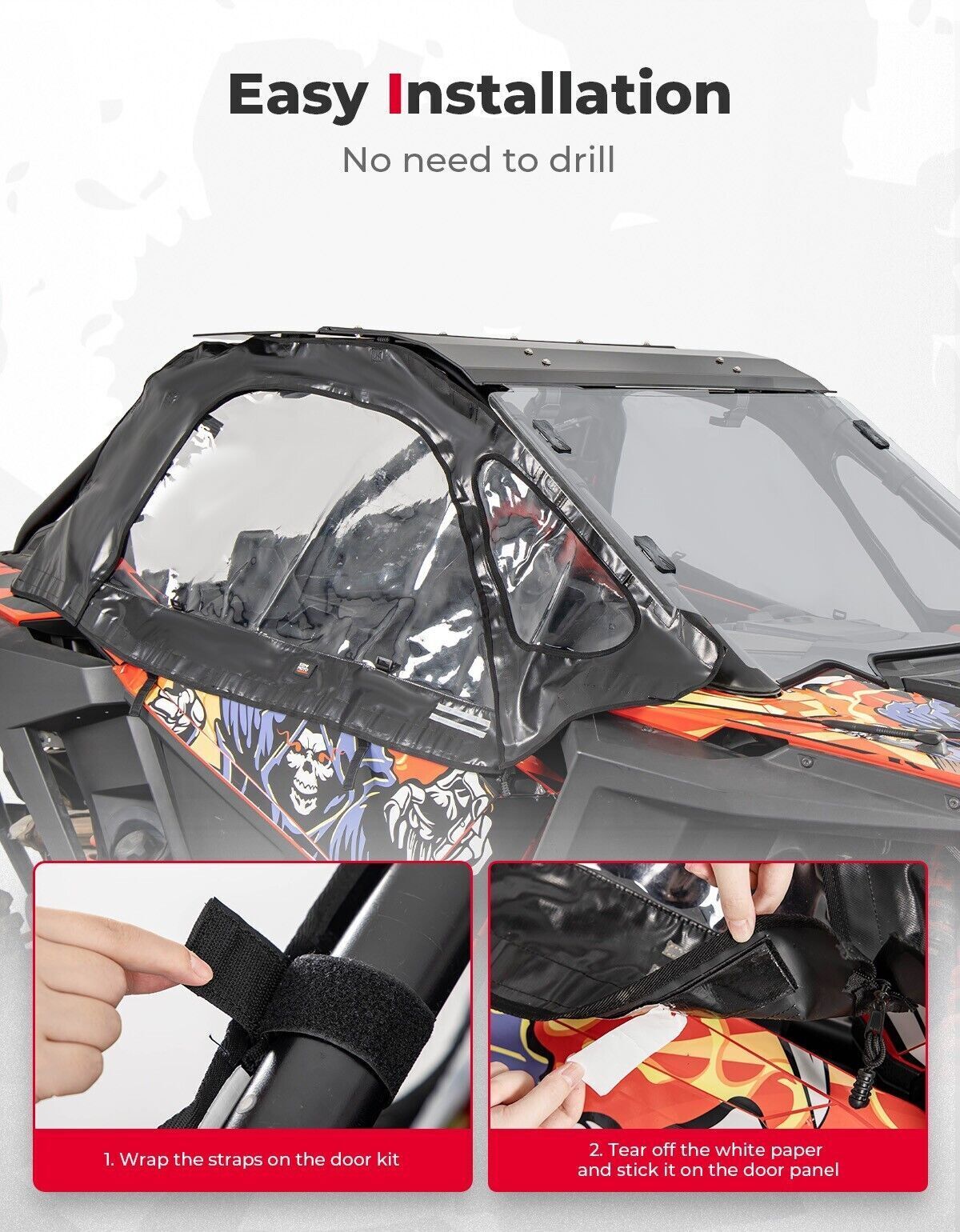 Photo of Upgraded Soft Upper Door Cab Enclosure for Polaris RZR PRO XP 2020-2024 by Kemimoto - Premium for UTVs / Side by Sides