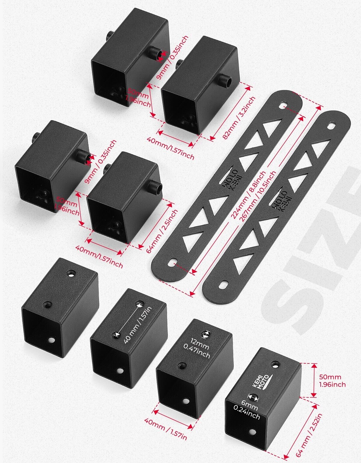 Photo of 8PCS Seat Risers Spacers 2'' Lift Kit for Polaris RZR PRO XP 2-Seat by Kemimoto - Premium for UTVs / Side by Sides