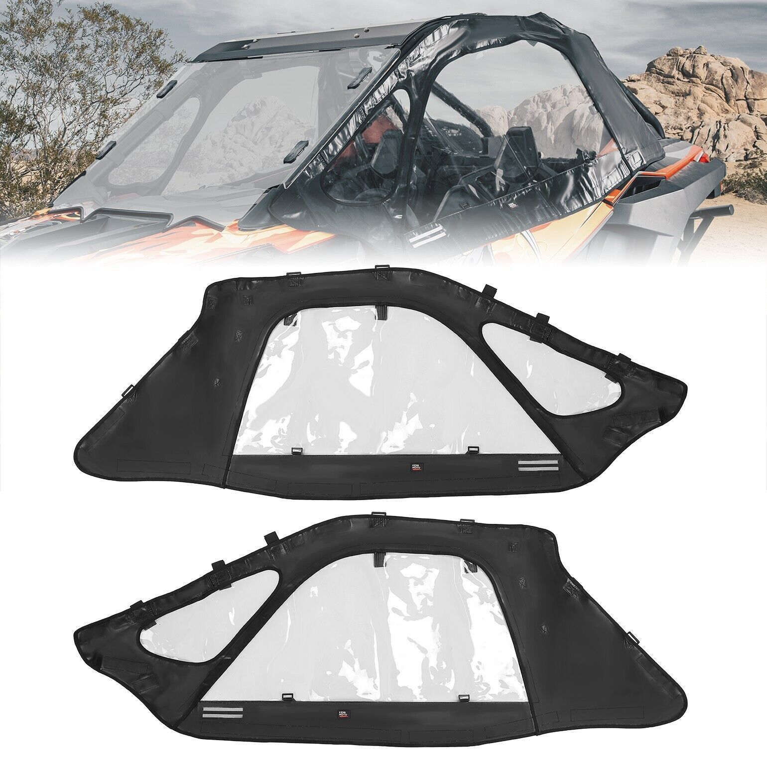 Photo of Upgraded Soft Upper Door Cab Enclosure for Polaris RZR PRO XP 2020-2024 by Kemimoto - Premium for UTVs / Side by Sides