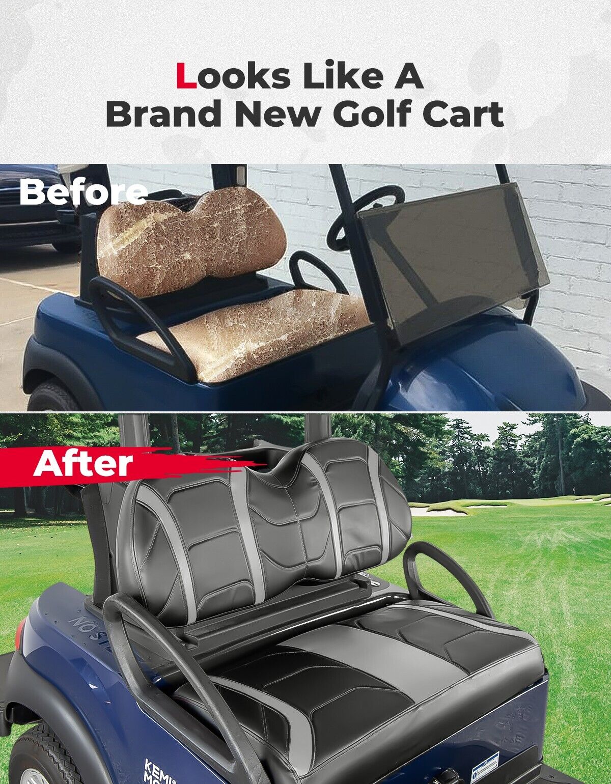 Photo of Golf Cart Seat Cover for Club Car Precedent Tempo Onward by Kemimoto - Premium for UTVs / Side by Sides