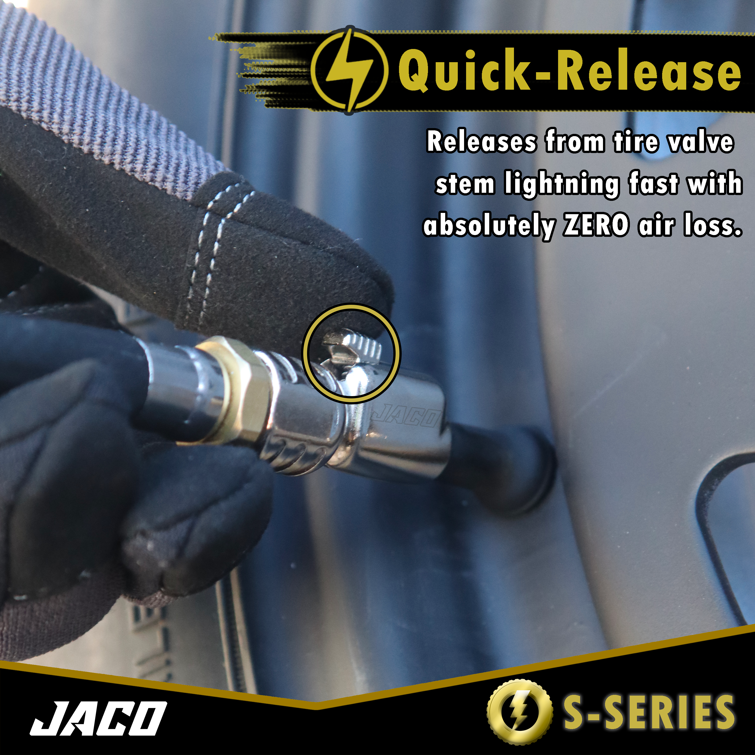 Photo of Lightning™ S-Series Tire Air Chuck | Open Flow, 1/4" F-NPT by JACO - Premium Air Chuck for UTVs / Side by Sides