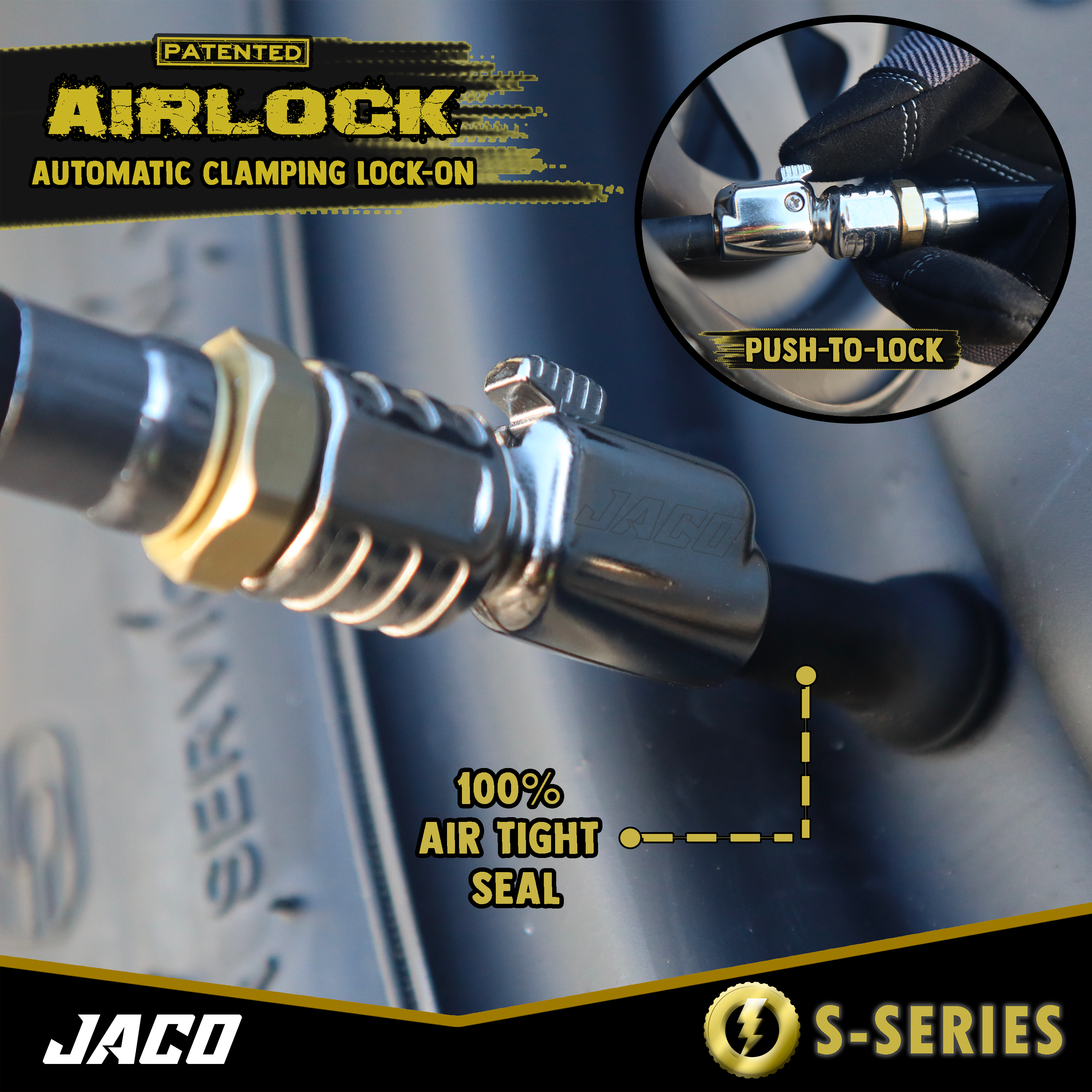 Photo of Lightning™ S-Series Tire Air Chuck | Open Flow, 1/4" F-NPT by JACO - Premium Air Chuck for UTVs / Side by Sides