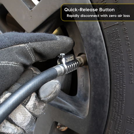 Photo of Lightning S2X Tire Inflator Hose Extension Self-Locking Nozzle | Patented Air Hose Adapter for Tire Pumps (Open Flow) by JACO - Premium Tire Inflator Hose Extension Nozzle for UTVs / Side by Sides