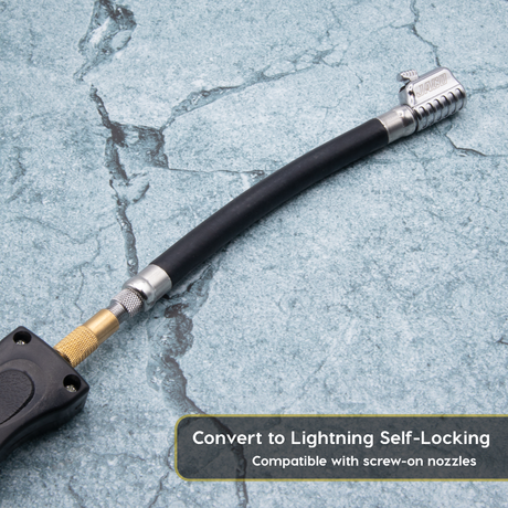 Photo of Lightning S2X Tire Inflator Hose Extension Self-Locking Nozzle | Patented Air Hose Adapter for Tire Pumps (Open Flow) by JACO - Premium Tire Inflator Hose Extension Nozzle for UTVs / Side by Sides