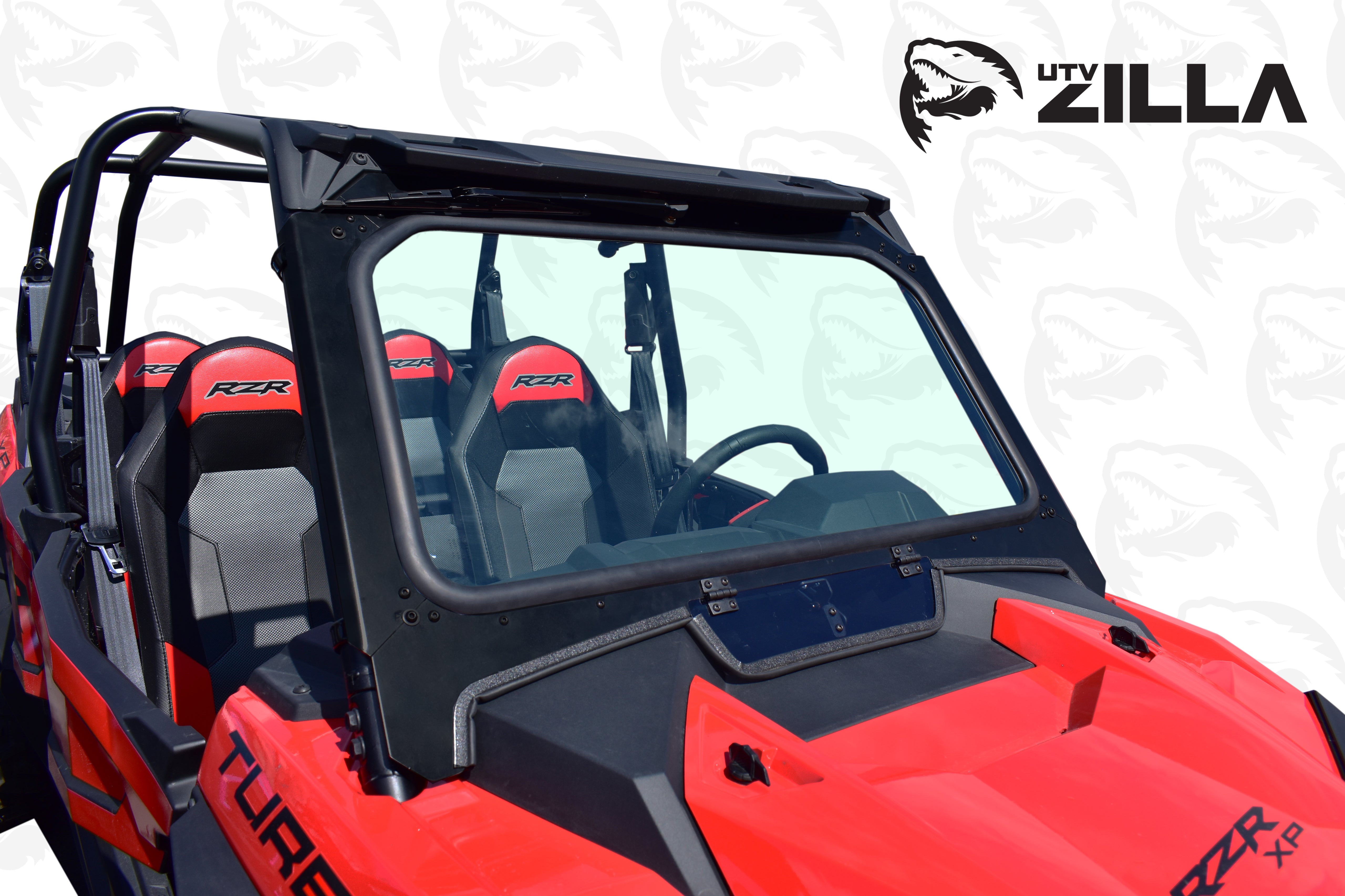 Photo of Black Vented Glass Windshield for 2019 RZR with Wiper by UTVZILLA - Premium for UTVs / Side by Sides