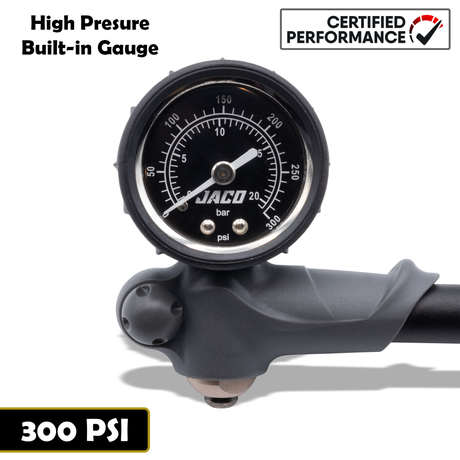 Photo of ShockPro™ Mountain Bike Shock Pump with Gauge - 300 PSI by JACO - Premium MTB Shock Pump for UTVs / Side by Sides