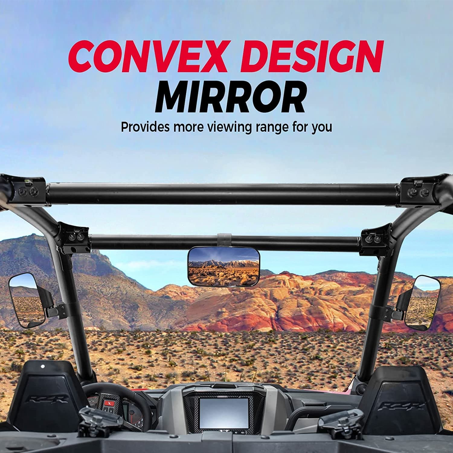 Photo of UTV Side Mirrors & Center Mirror for Yamaha Rhino by Kemimoto - Premium for UTVs / Side by Sides