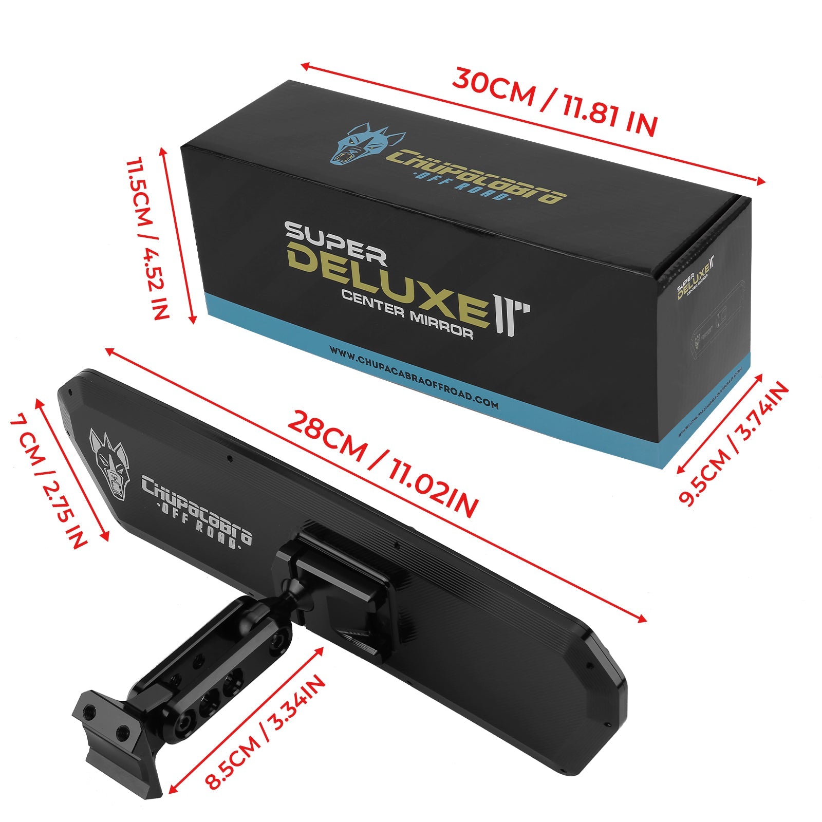 X3 Specific Super DELUXE 11" Offroad UTV Center Rearview Mirror - Huge Field of Vision + Adjustable Dual Mount (2023)