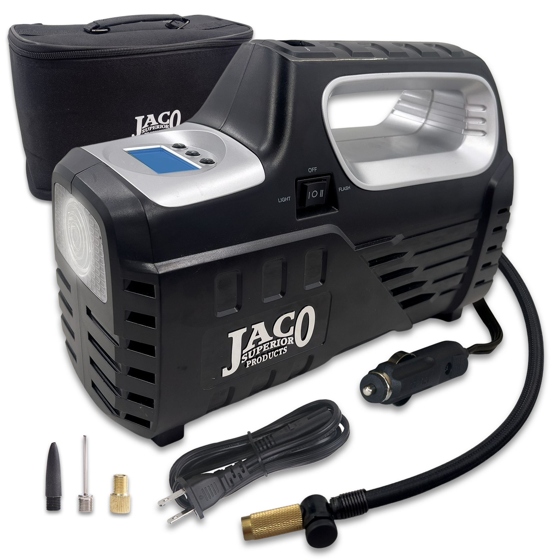 Photo of SmartPro™ 2.0 Digital Tire Inflator (AC/DC) - Automatic Portable Air Compressor - 100 PSI by JACO - Premium AC/DC Tire Inflator for UTVs / Side by Sides