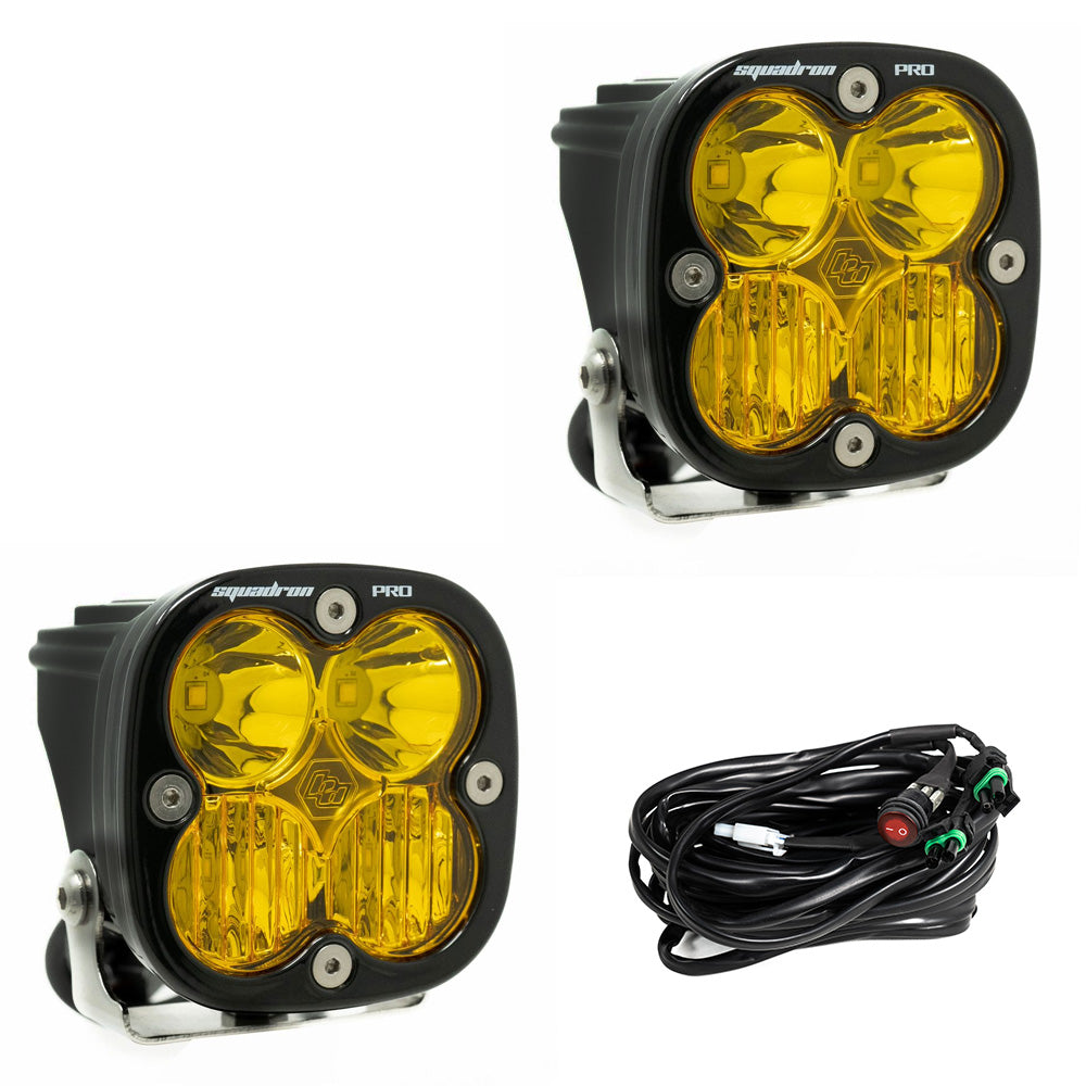 Photo of Squadron Pro Black LED Auxiliary Light Pod Pair Driving/Combo Amber by Baja Designs - Premium for UTVs / Side by Sides