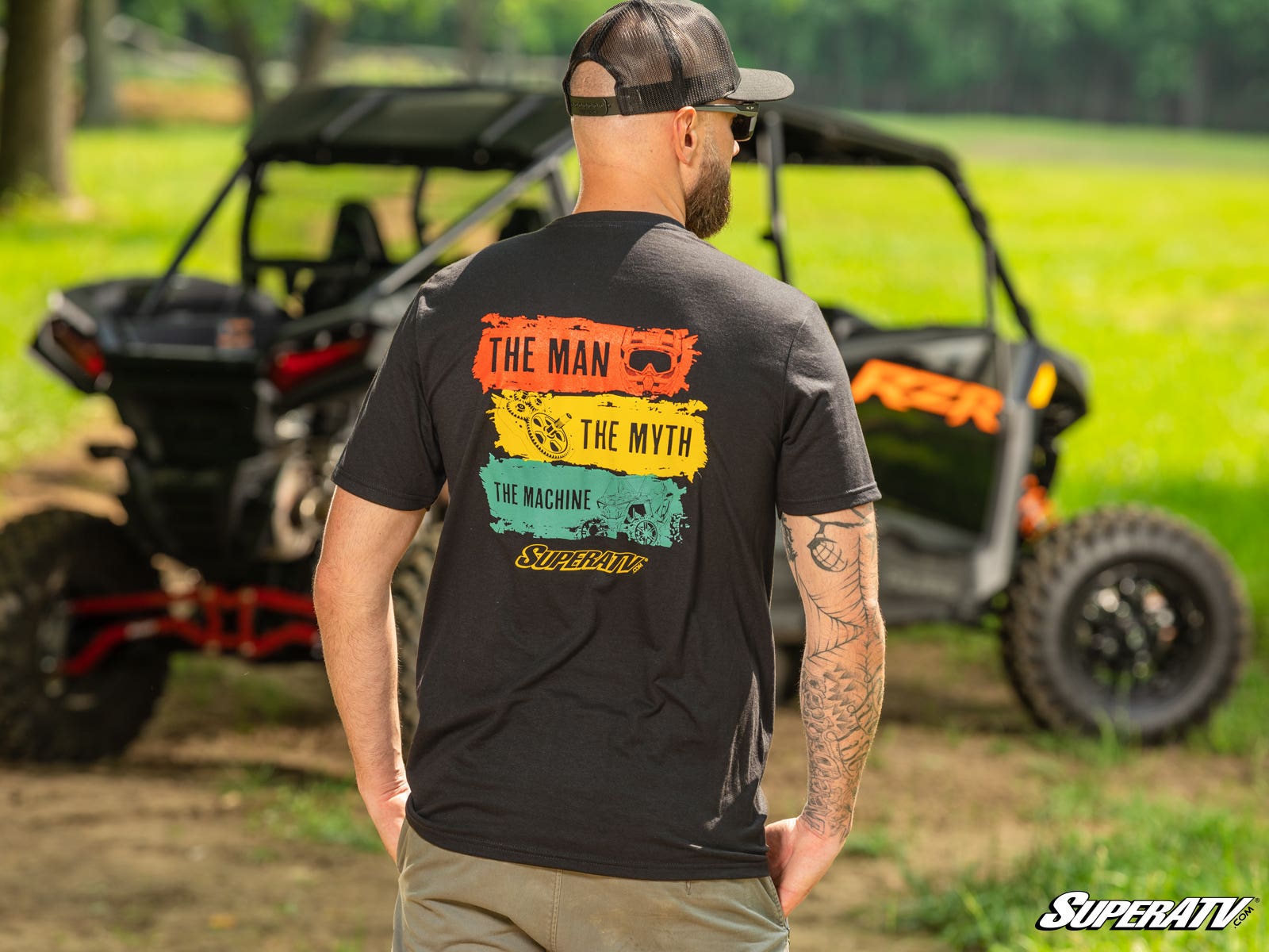 Photo of SuperATV Man, Myth, Machine Unisex T-Shirt by SuperATV - Premium Apparel & Accessories for UTVs / Side by Sides