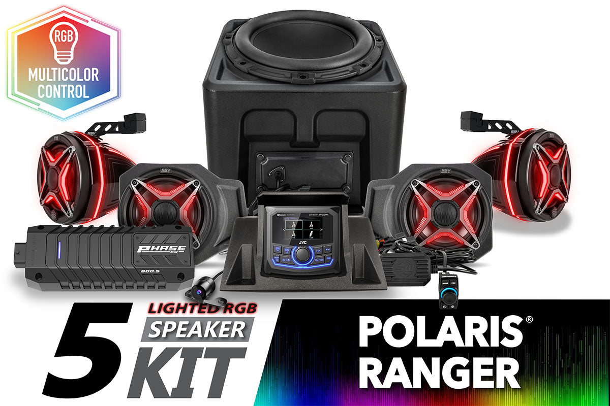 SSV Works '18-'24 Polaris Ranger XP 1000 V-Spec 5-Speaker Audio System With JVC