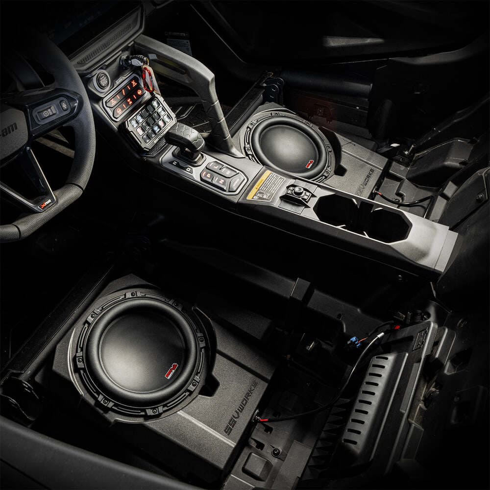 SSV Works Can-Am Maverick R Front Under Seat 850watt 10" Subwoofer for Factory JL System