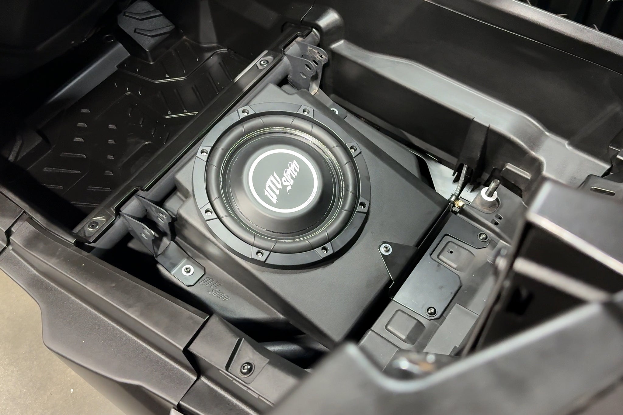 Photo of Can-Am® Maverick R 10" Rear Driver Subwoofer Enclosure (PRE-ORDER ONLY)(4-SEAT MODELS) – Unloaded | UTVS-R-ENC-DRIVER-4R by UTV Stereo - Premium Maverick R Subwoofer Enclosure for UTVs / Side by Sides