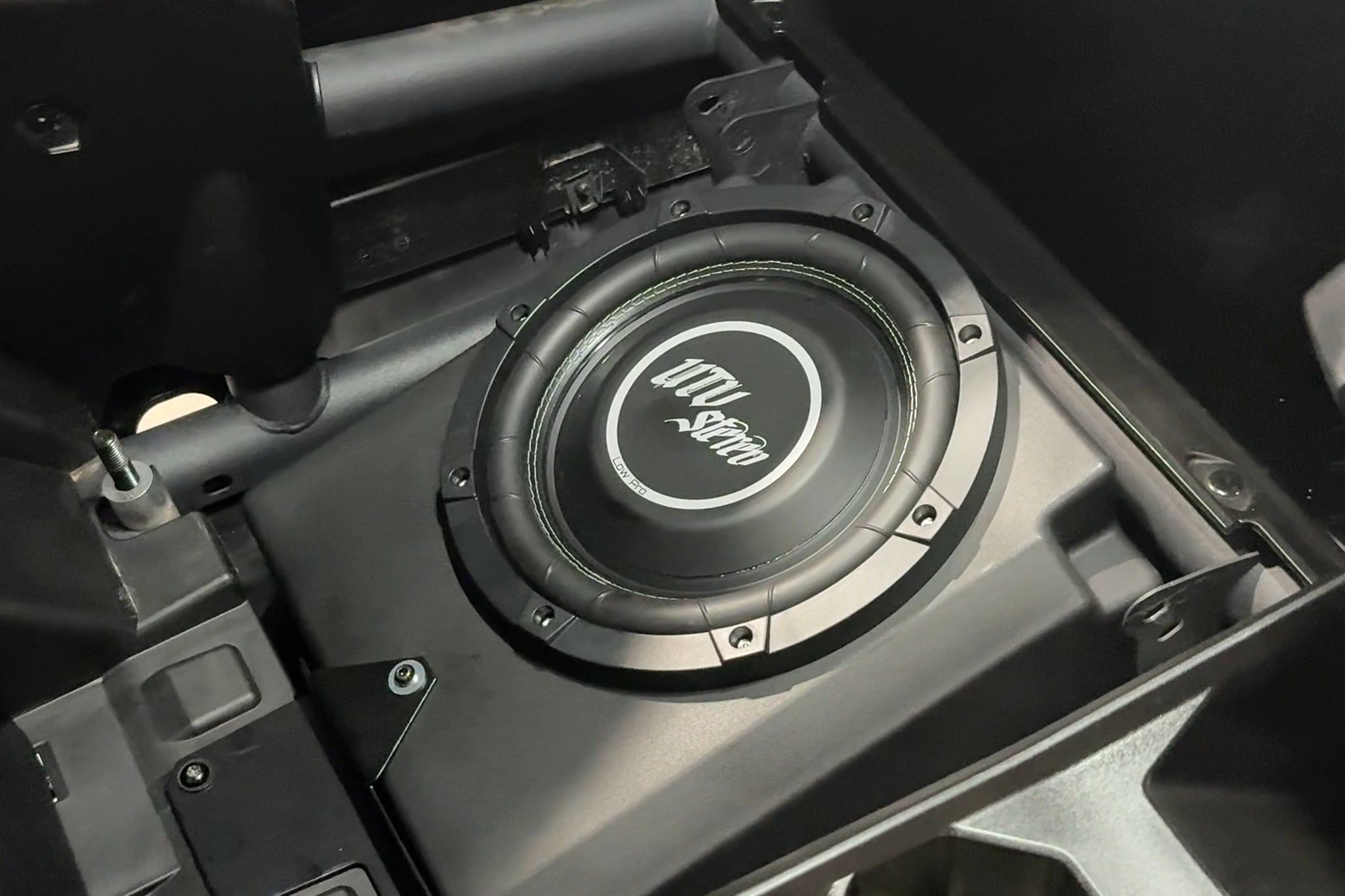 Photo of Can-Am® Maverick R 10" Rear Driver Subwoofer Enclosure (PRE-ORDER ONLY)(4-SEAT MODELS) – Unloaded | UTVS-R-ENC-DRIVER-4R by UTV Stereo - Premium Maverick R Subwoofer Enclosure for UTVs / Side by Sides