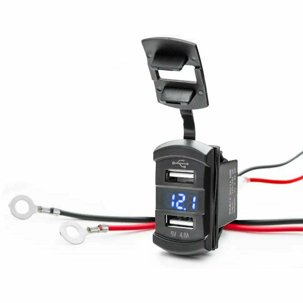 UTV Dual USB Charger with Voltmeter