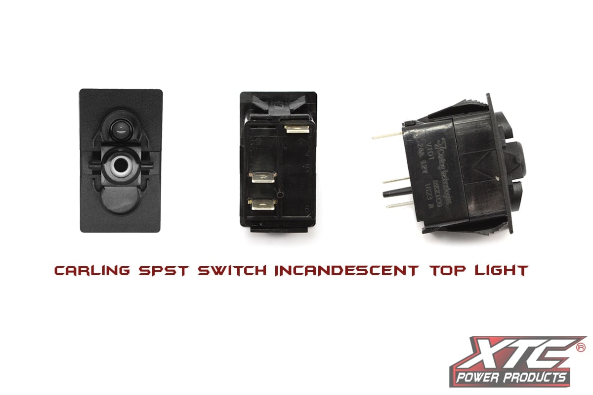 XTC ON-OFF SPST Carling Rocker Switch with Incandescent Backlight