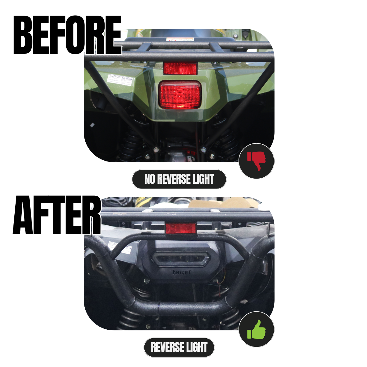 Photo of 2024+ Yamaha Kodiak 700 ATV Tail Light with Reverse by Knight ATV - Premium for UTVs / Side by Sides