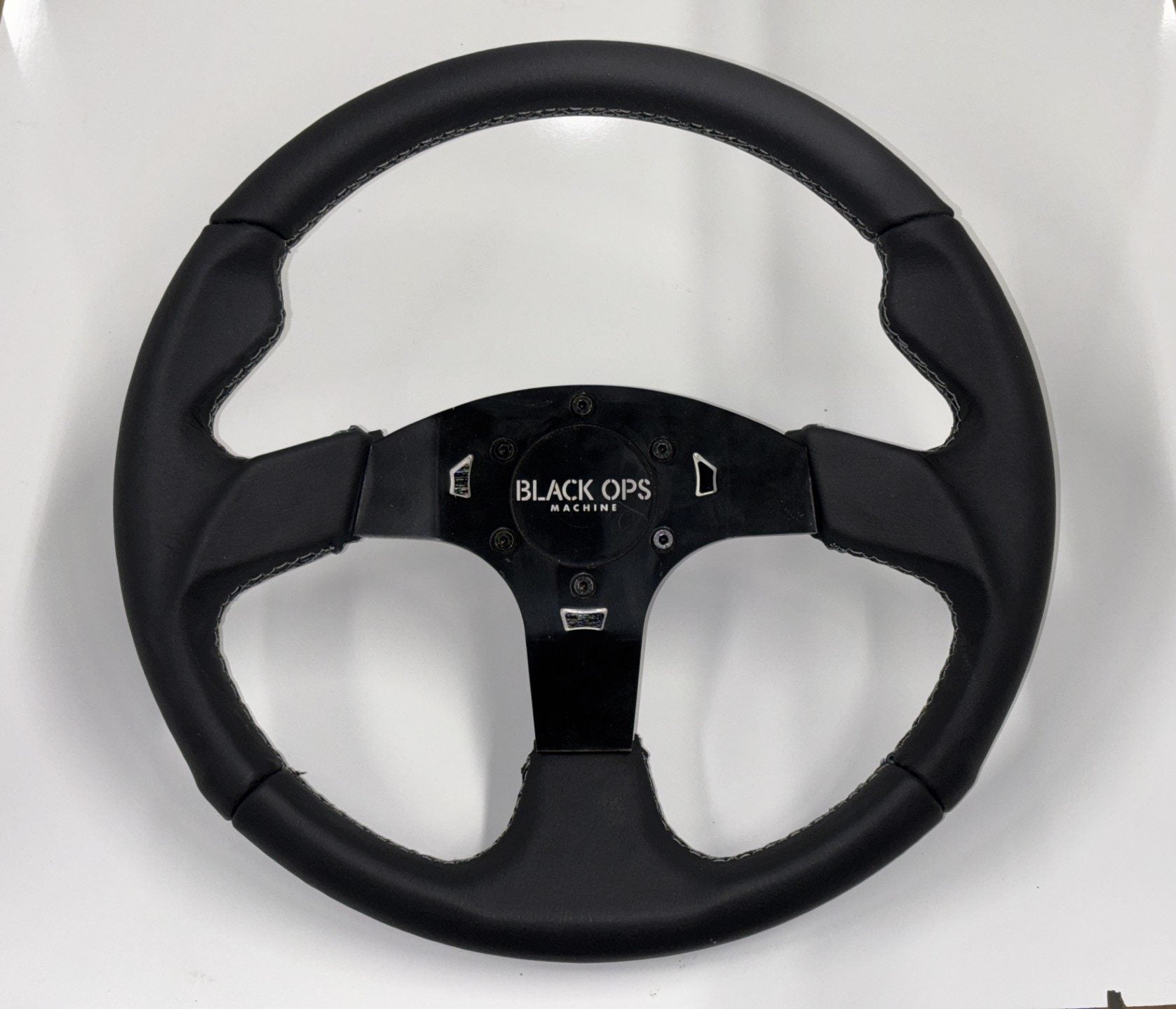M16 Leather UTV Steering Wheel - Premium Grip + 6061-T6 Aluminum Center (350mm / Universal Fit)