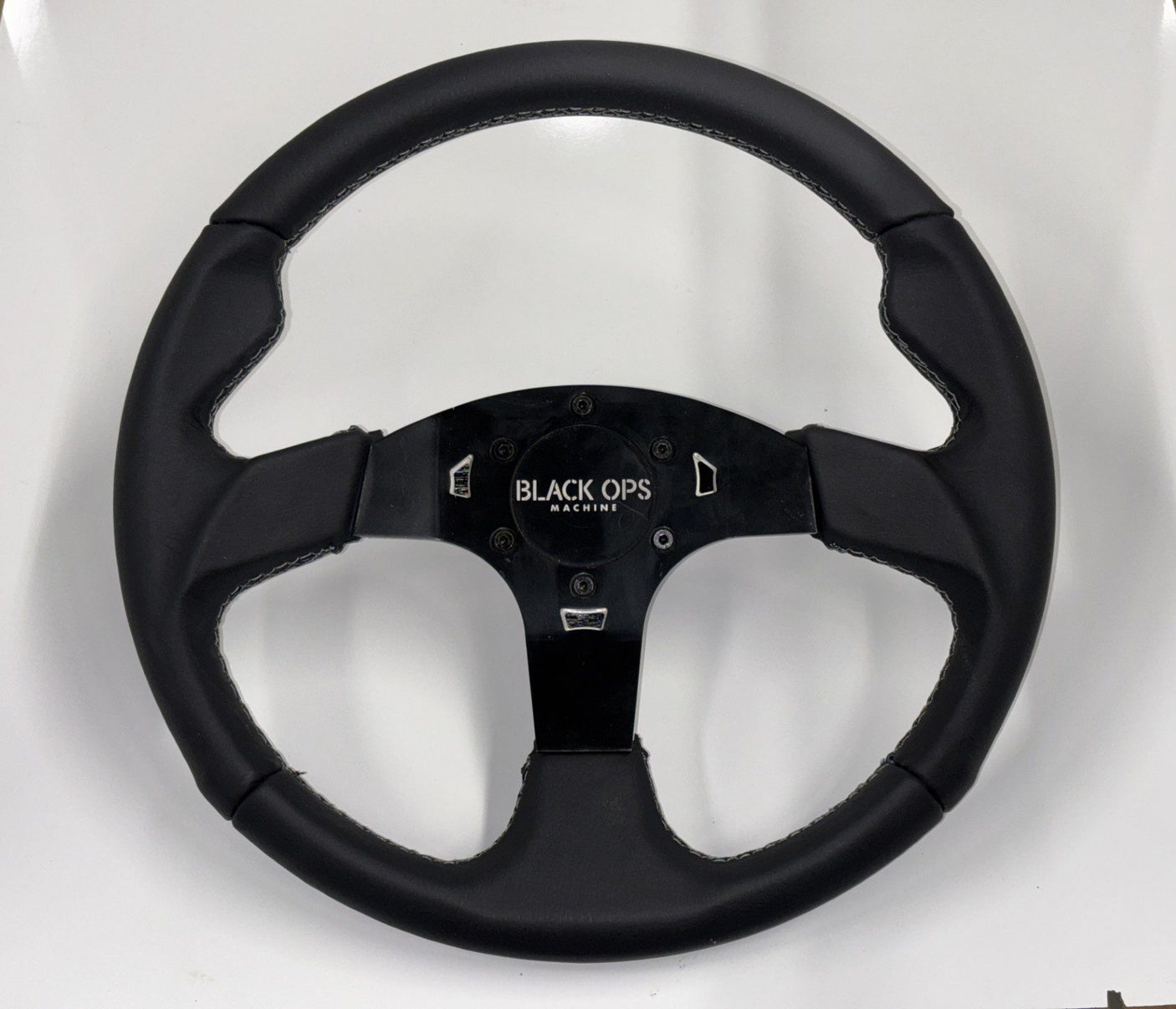 M16 Leather UTV Steering Wheel - Premium Grip + 6061-T6 Aluminum Center (350mm / Universal Fit)